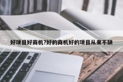 好项目好商机?好的商机好的项目从来不缺